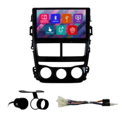 Kit Multimídia 9 Pol Yaris Ar Analógico 2018 2019 2020 Espelhamento Android Ios 2 Din Black Piano Camera Ré