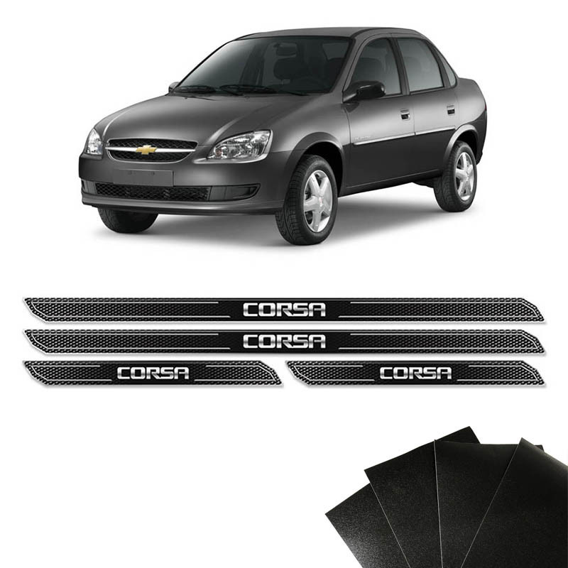 Kit Soleira Diamante Corsa Hatch Sedan Com Protetor De Porta Genérico