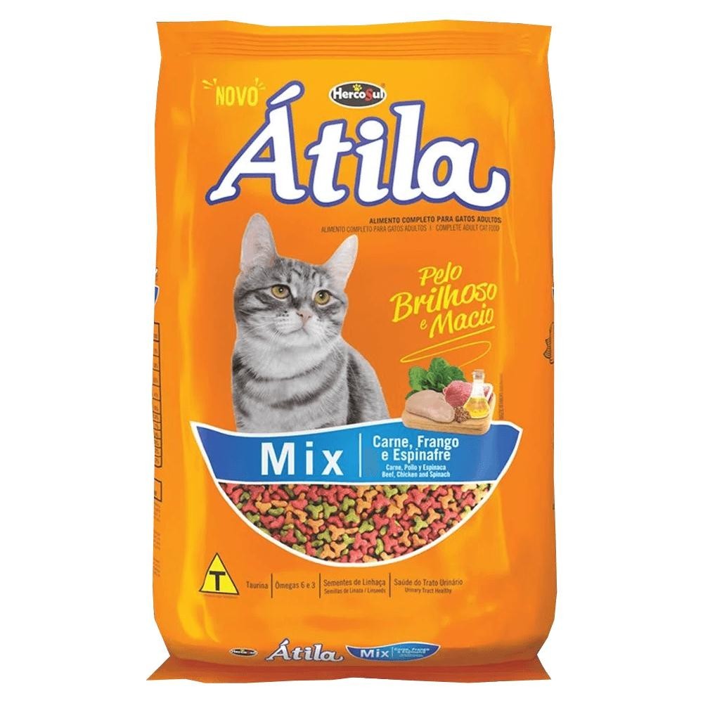 Ração Hercosul Átila Mix para Gatos, Carne, Frango e Espinafre 10,1Kg - Pets