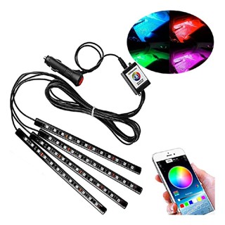 Luz Led Interna Carro 12v Neon Rgb Led Bluetooth App Bt Ambiente Tuning em Oferta na Shopee