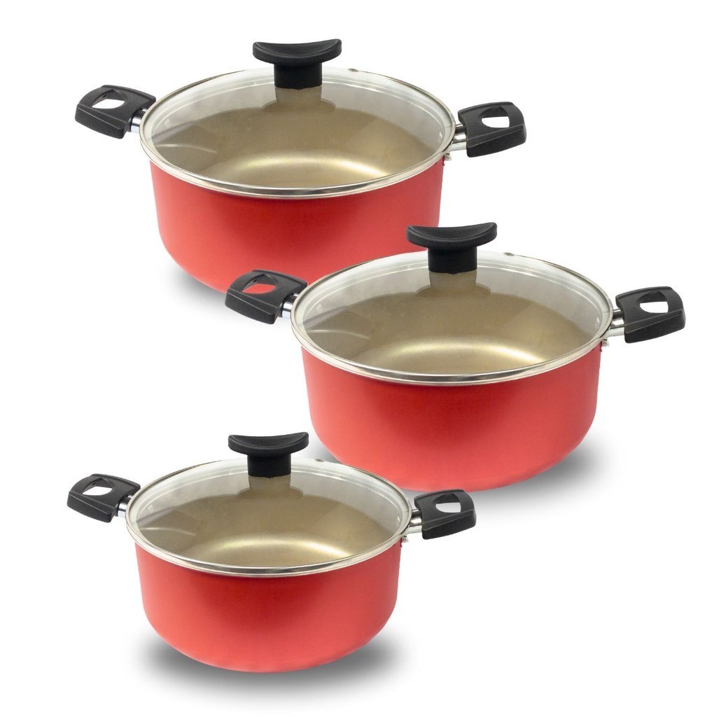 Kit 3 Panelas Teflon Caçarolas 16 18 e 20 Antiaderente 3 Peças em Oferta na Shopee