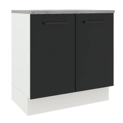 Balcão Armário de Cozinha 80 cm 2 Portas Branco/Preto Agata Madesa