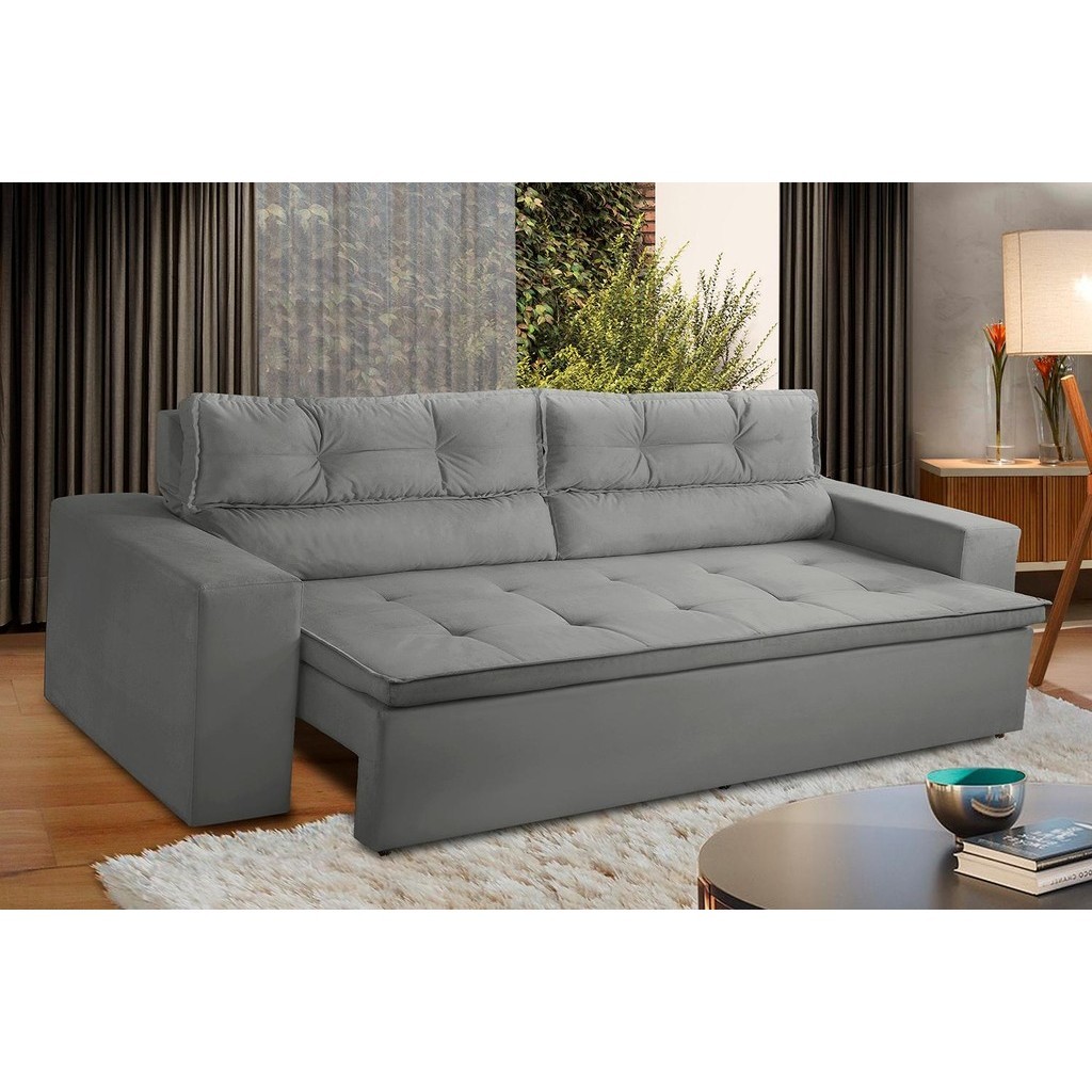 Sofá Retrátil e Reclinável 3 lugares com Molas 1,80m Vegas Suede Adonai Estofados