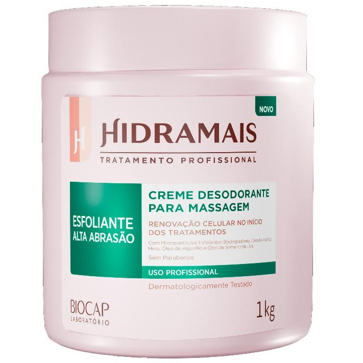 Creme para Massagem Esfoliante Alta Abrasão 1kg  Melhora a Textura da Pele Hidramais