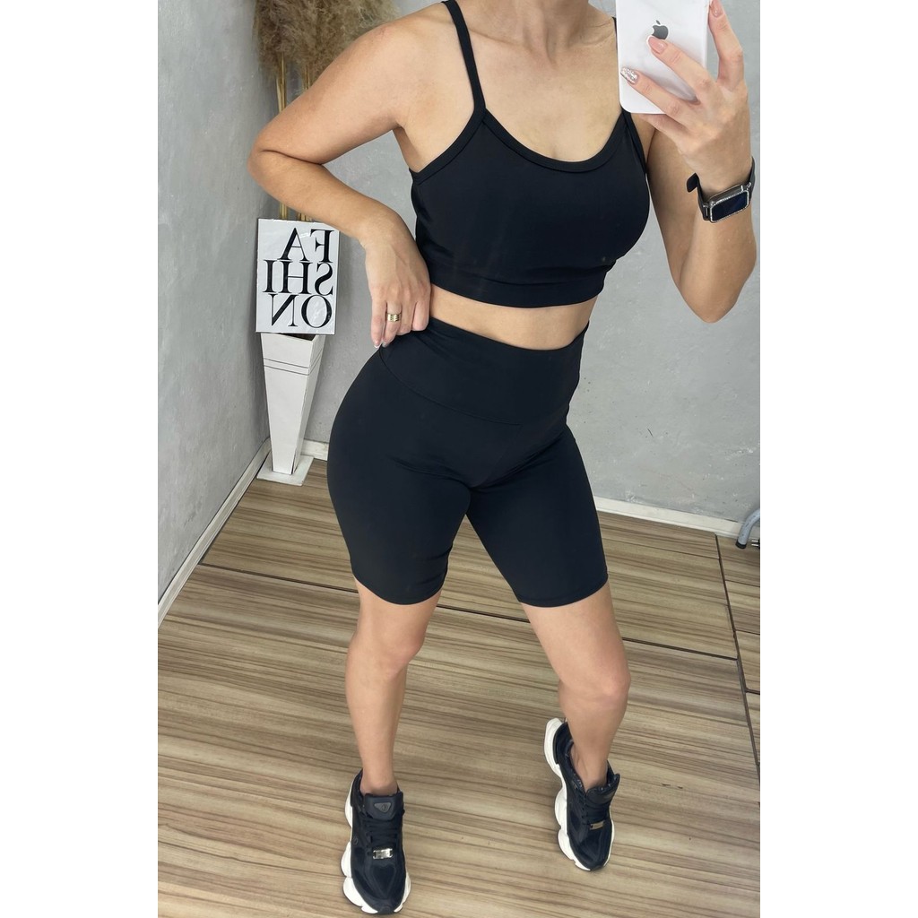 Conjuntos Fitness Short, Legging e Top Academia Cintura Alta Suplex