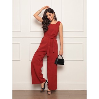 Macacão Feminino Linho Mocha Mousse Telho - Sem Mangas, Amarração na Cintura, Modelagem Solta e Confortável Elegante em Oferta na Shopee