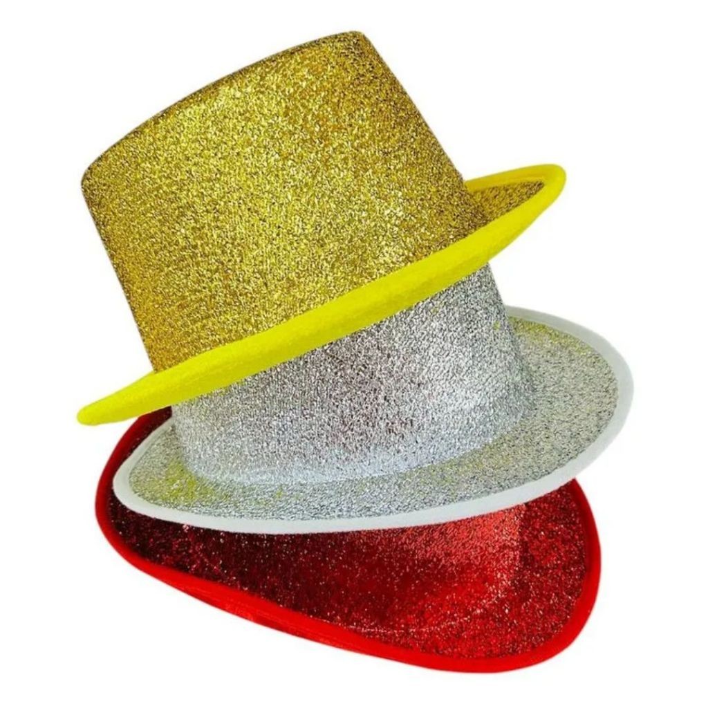 Chapéu Cartola com Brilho para Festas e Carnaval em Oferta na Shopee