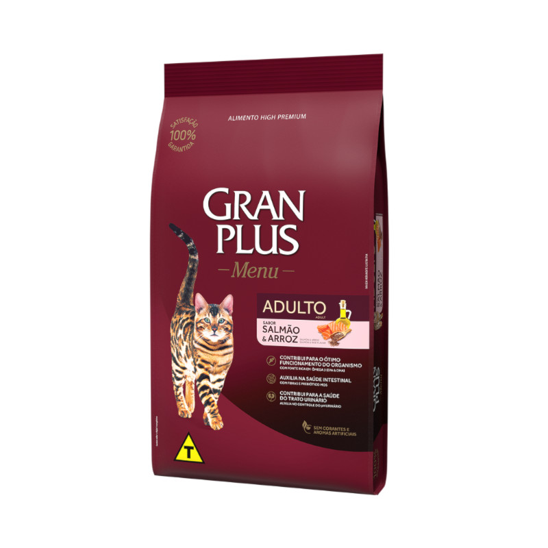 Ração GranPlus Menu Gatos Adultos Salmão e Arroz 1,0kg