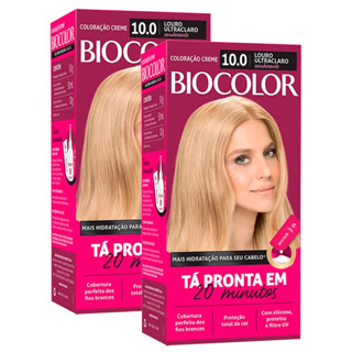 Kit 2X Tintura Creme Biocolor Super Louro Exuberante 10.0 Mini Kit em Oferta na Shopee