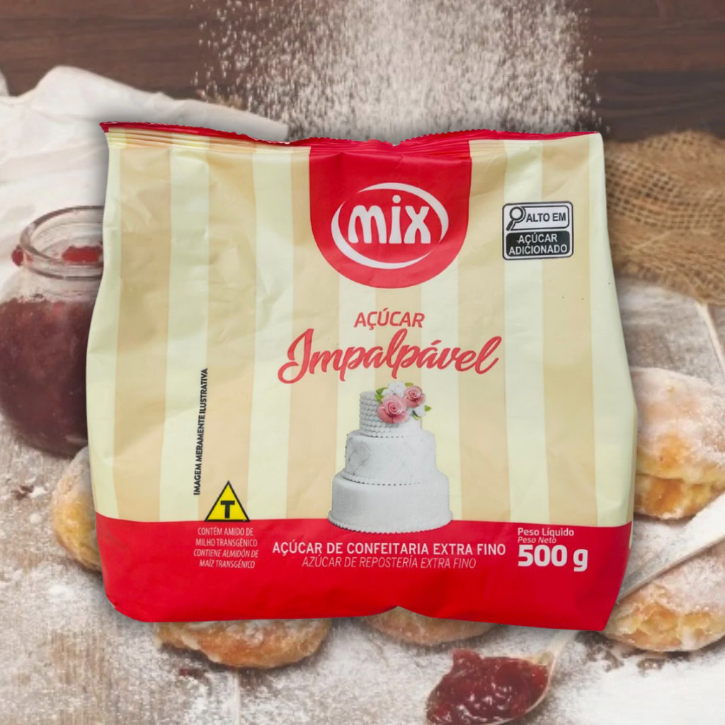 Açúcar Impalpável Extra Fino 500G Confeitaria Pasta Americana Doce Massa Pastilhagem Glacê Mix em Oferta na Shopee