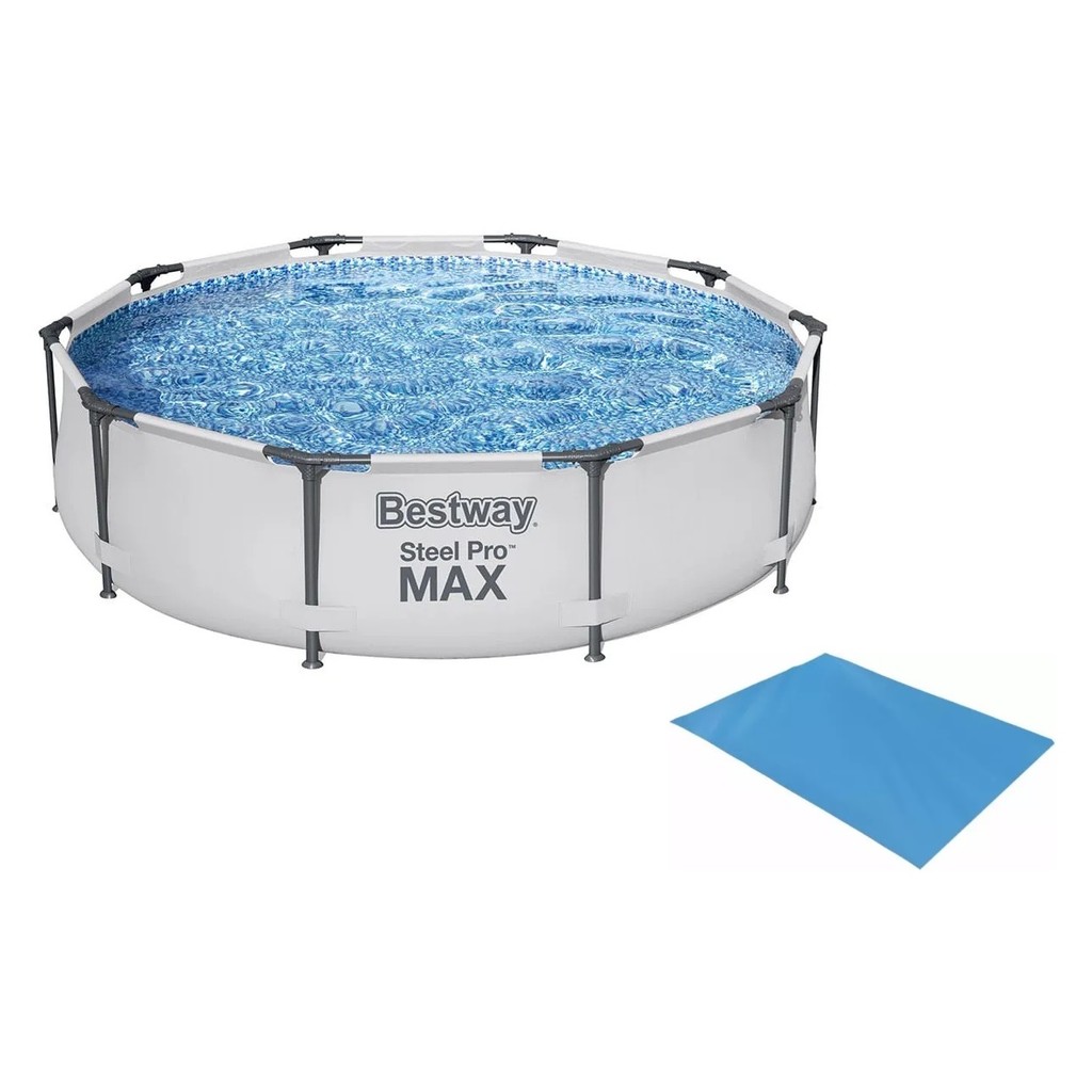 Piscina Bestway 5000 Litros Steel Pro Max CINZA Standard Estrutural Armação 56406 com FORRO ( 4678 Litros )