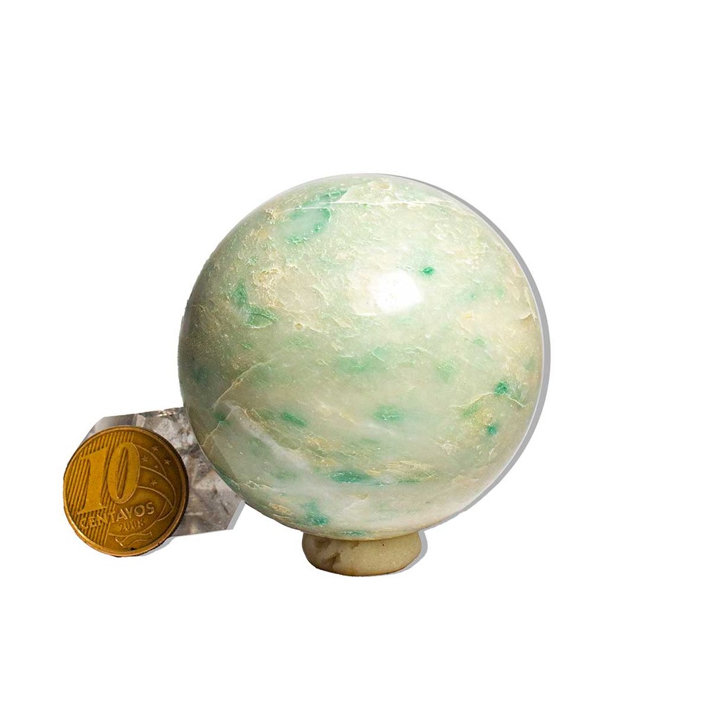 01 Esfera Jade Verde Lapidado 200 a 250g Aprox 5cm Tipo C