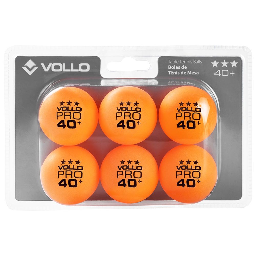 Bola de Tênis de Mesa Ping-Pong Laranja 3 Estrelas 6 Unidades Vollo
