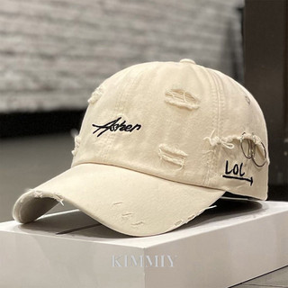 KIMMIY Boné De Beisebol Vintage Rasgado Lavado Angustiado Pai Chapéus Carta Bordado Unissex Hip Hop De Sol Para Mulheres