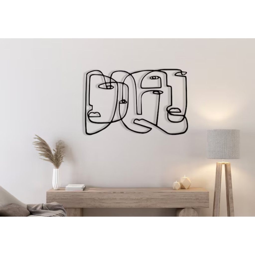 Quadro Pablo Picasso Arte Facial Abstrata em MDF Preto Fosco em Oferta na Shopee