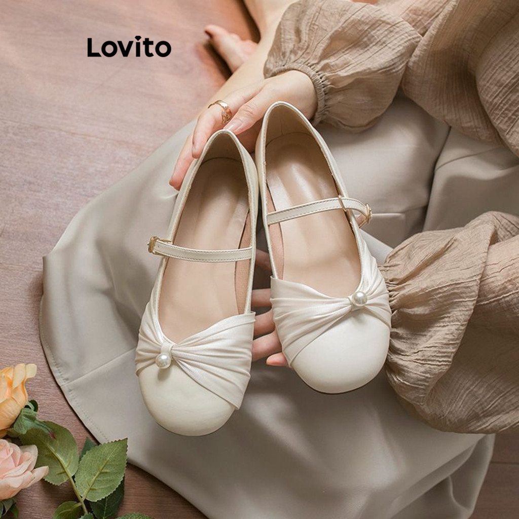 (Trendy) Lovito Elegante sola lisa antiderrapante Mary Janes para mulheres LFA50238 - Women Shoes