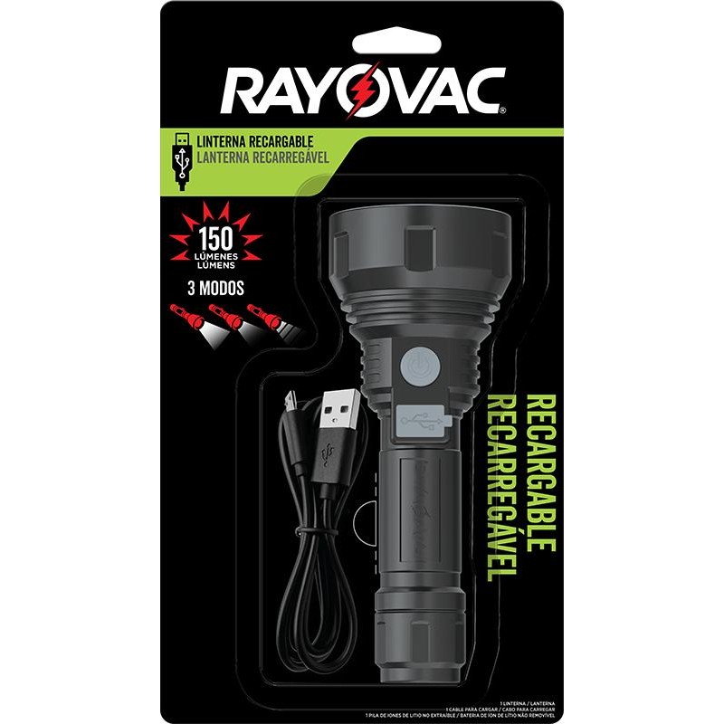 LANTERNA RAYOVAC RECARREGAVEL USB  BIG 150 LUMENS