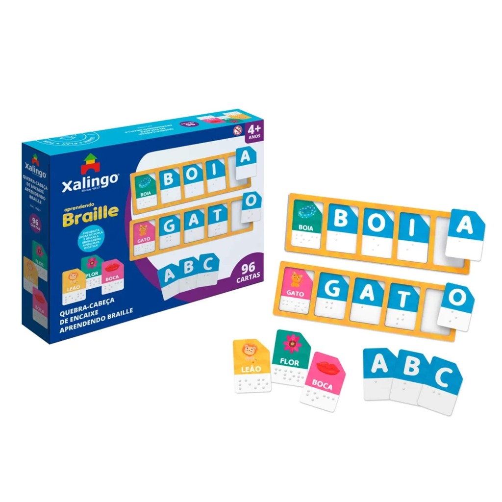 Jogo Infantil Quebra-Cabeça de Encaixe Aprendendo Braille 96 Cartas Xalingo - 17609 em Oferta na Shopee