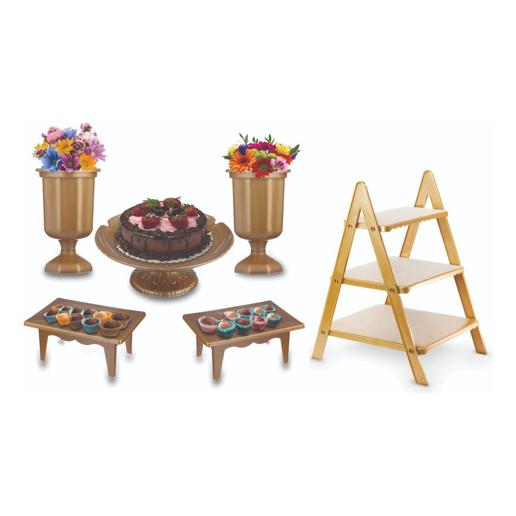 Kit Festa Boleira Vaso Mesinha Escadinha Enfeite em Oferta na Shopee