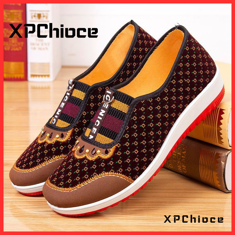 Sapato De Pano Feminino Flexível Antiderrapante Sola De Meia Idade Casual Para Idosos em Oferta na Shopee