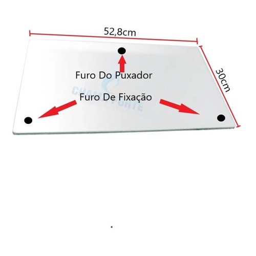 VIDRO Compativel C/ Forno Do Fogão Industrial Pagolli 2 Bocas 528x300