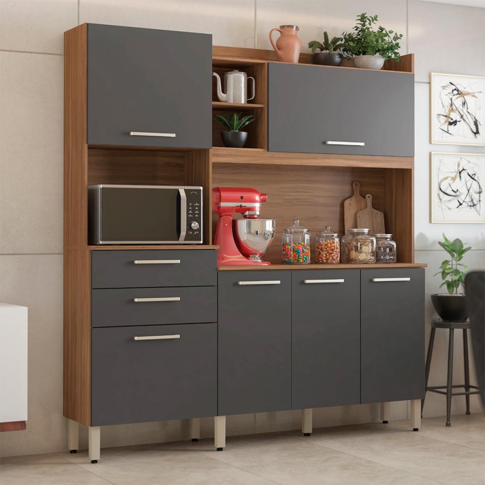 Cozinha Compacta Select 6 PT 3 GV Amêndola e Grafite em Oferta na Shopee