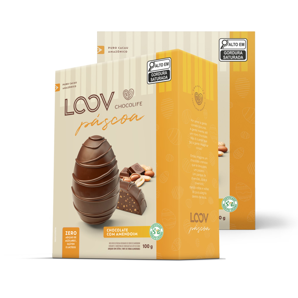 Kit 2 Meio Ovo De Páscoa Recheado Amendoim Zero Açúcar 100g