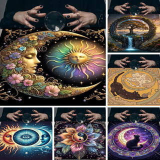 Yin-Yang Mandala Tarô Cartão Toalha De Mesa Wicca Altar Panos Vibrantes Céu Estrelado Floral Para Adivinhação Esteira em Oferta na Shopee