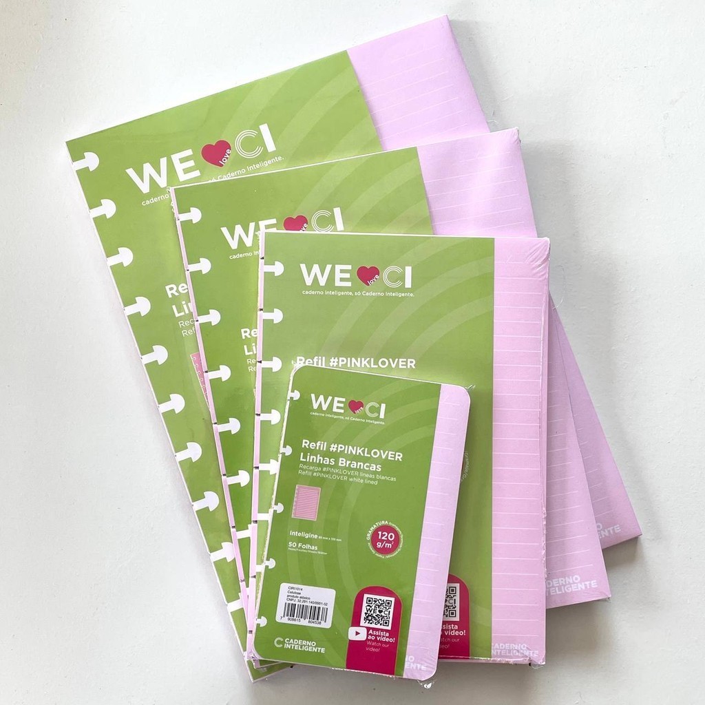 Refil #PinkLover Rosa Pautado com Linhas Brancas para Caderno Inteligente - Pink Lover em Oferta na Shopee