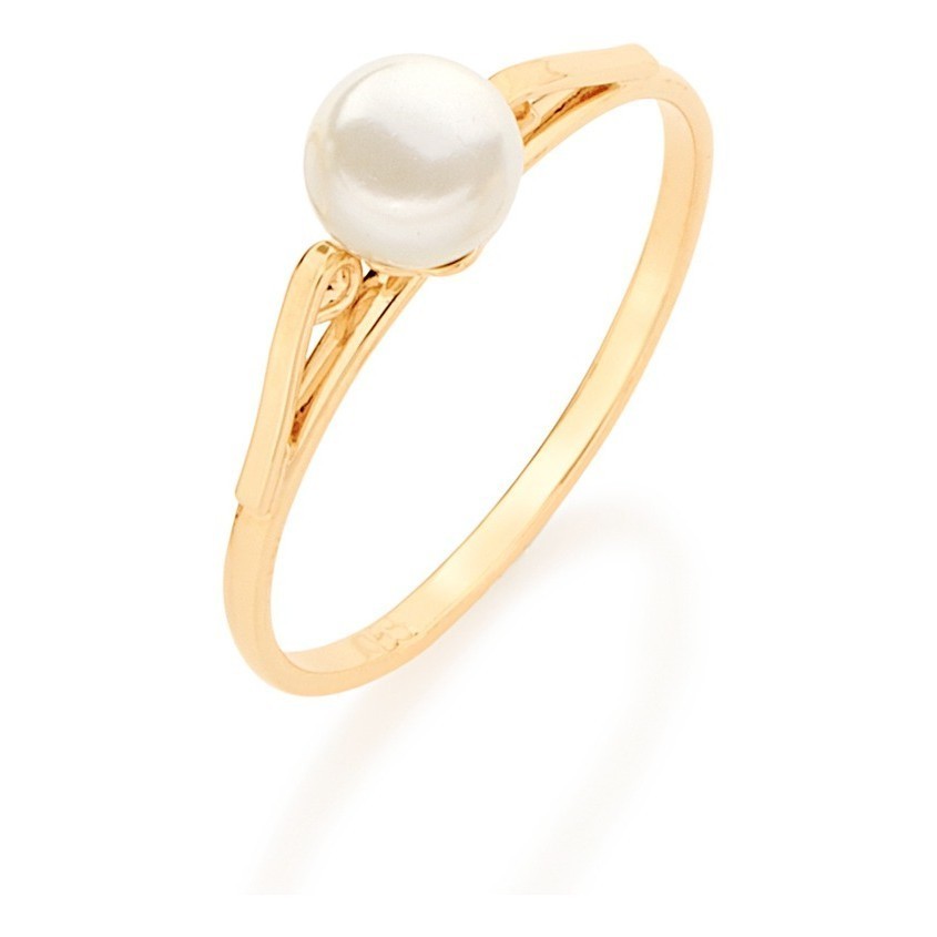 Anel Skinny Ring Solitário Com Pérola Rommanel 510171 em Oferta na Shopee