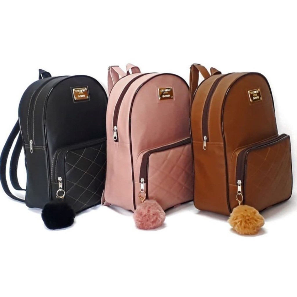 kit com 2 Bolsa Mochila feminina de Couro Sintetico. MODA PREMIUM Bolsas femininas de moda JD SEM POMPOM em Oferta na Shopee