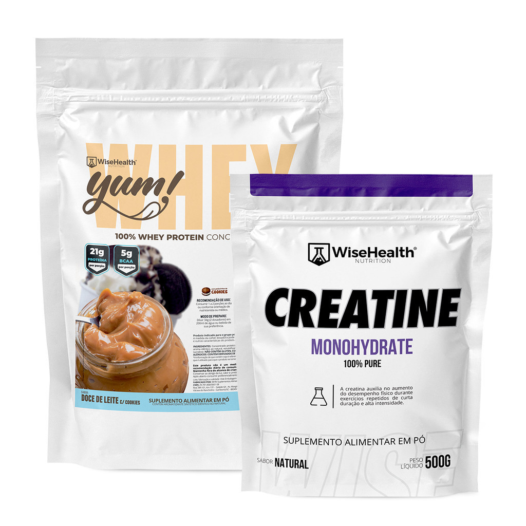 Kit Creatina 500g + Yum! Whey 900g Doce de Leite -WiseHealth