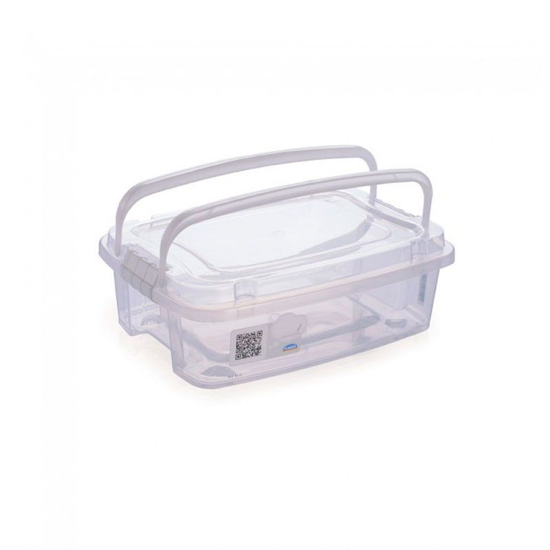 Caixa organizadora Gran Box baixa com alça e trava Cristal 3L 8412 Plasútil em Oferta na Shopee