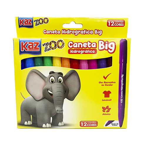 Canetinha Hidrográfica 12 Cores Lavável Ponta Big 4.0mm