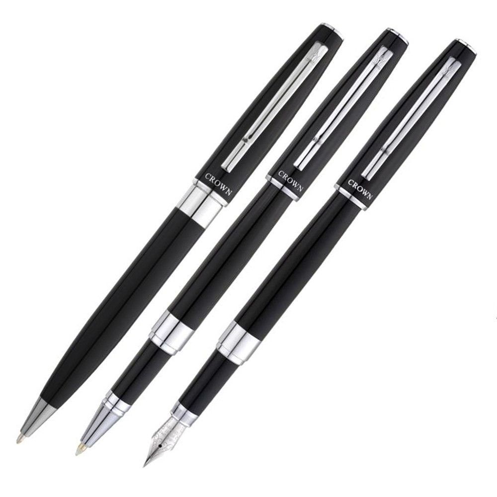 Conjunto De Canetas Crown Barcelona Tinteiro Rollerball  Esferográfica DI95550P