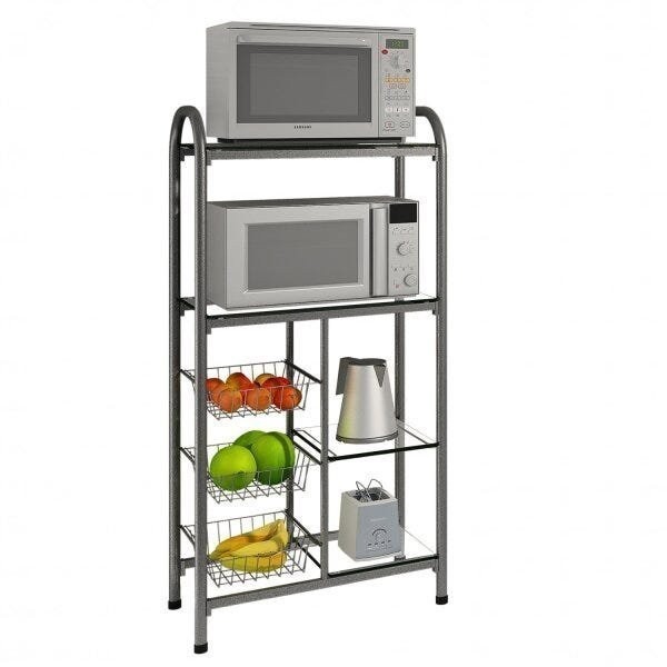 Fruteira De Aco 3 Cestas 4 Prateleiras De Vidro Belgica em Oferta na Shopee