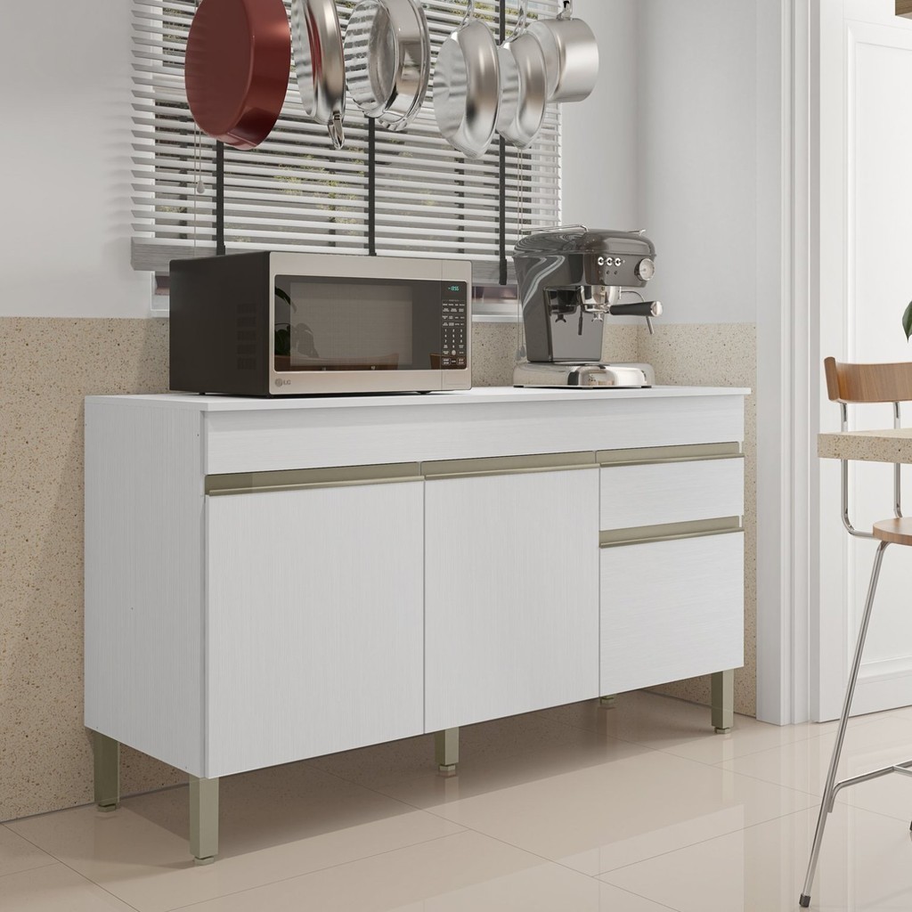 Balcão 3 Portas 1 Gaveta 150cm com Tampo Line - Home & Living