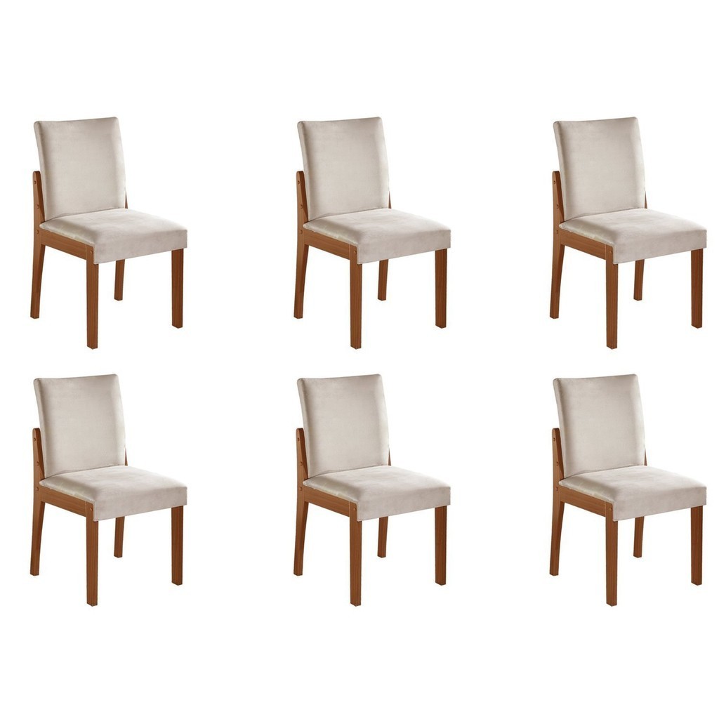 Conjunto 6 Cadeiras de Jantar Mônaco Yescasa Castanho/Bege - Home & Living