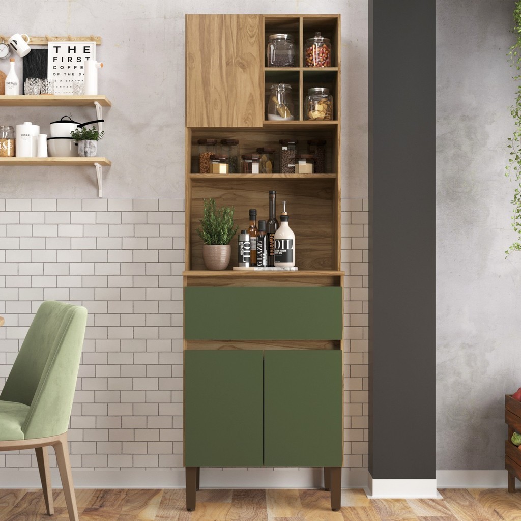Armário Kit Cozinha com 3 Portas, 1 Gaveta Ac4311 Carvalho Oak / Arbo