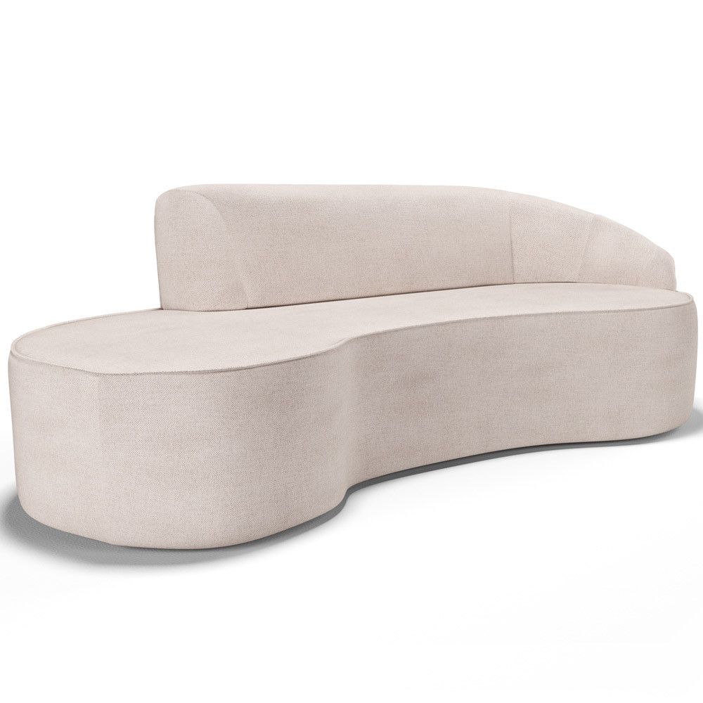 Sofá 3 Lugares Curvo Sala de Estar Living Firenze Direito D02 Linho Cru 180 cm D-461 - Lyam - Home & Living