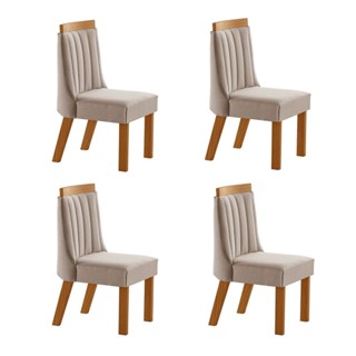 Cadeiras Kit 4 Cadeiras Lisboa Cinamomo/Linho Bege - Lj Móveis em Oferta na Shopee