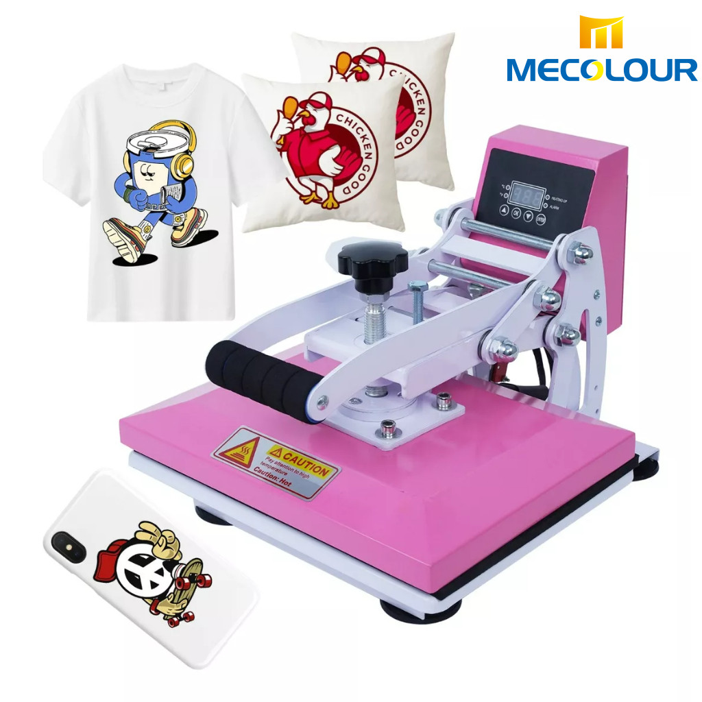Prensa Térmica Sublimadora Plana Camiseta 23x30cm Rosa e Branco 110V/220V Mecolour em Oferta na Shopee