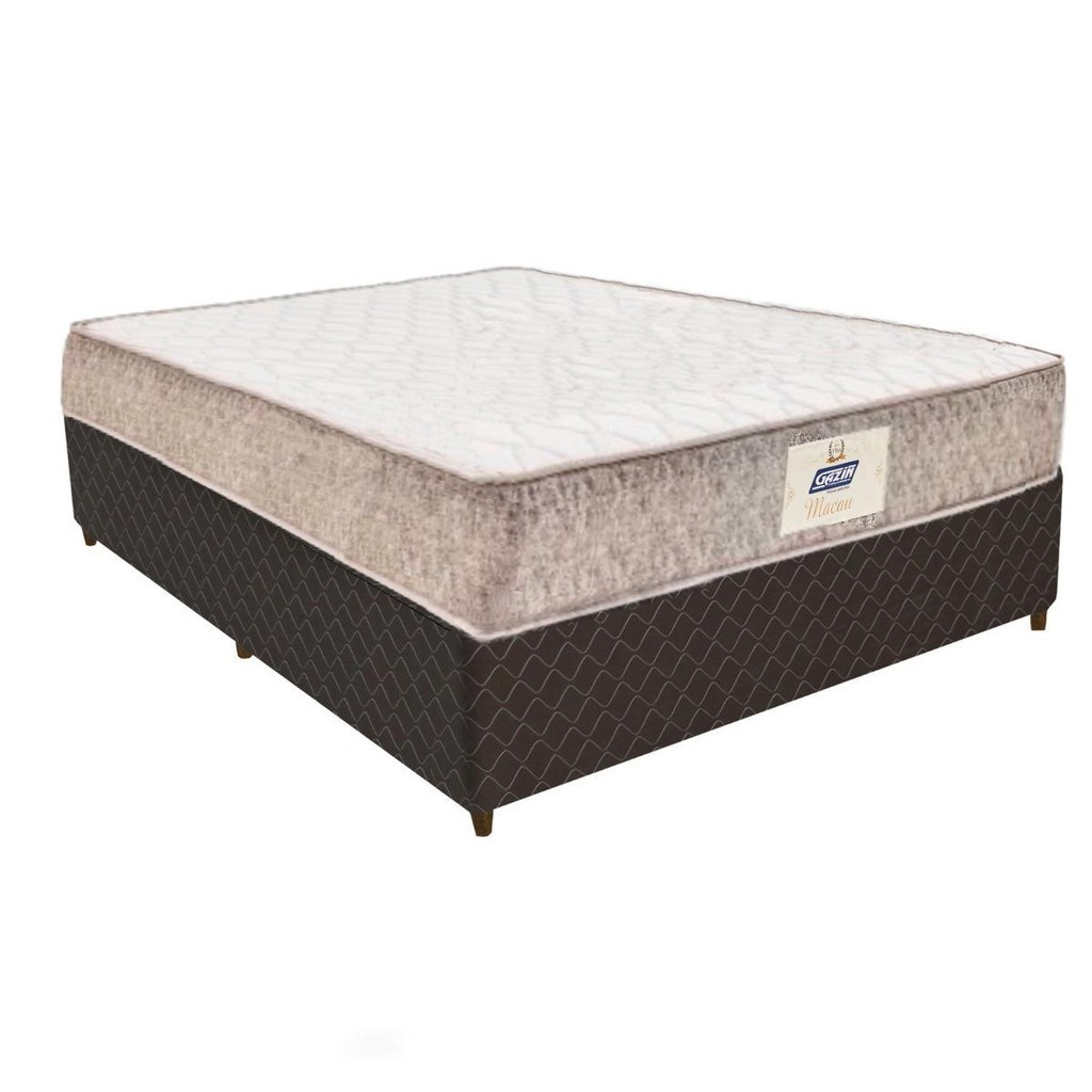 Base Box Cama Casal com Colchão (138x59x188) Gazin CR35222 Natural/Marrom em Oferta na Shopee