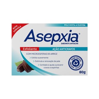 Sabonete em Barra Asepxia Esfoliante Acao Anticravos 80g em Oferta na Shopee