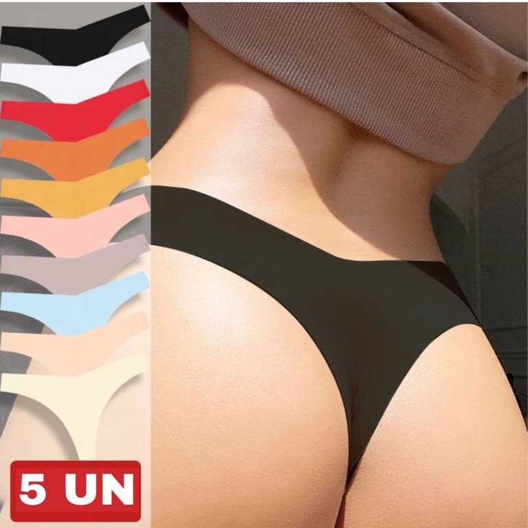 Kit 5 Calcinha Sem Costura Fio Dental Corte a Laser Não Marca Tanga Conforto em Oferta na Shopee