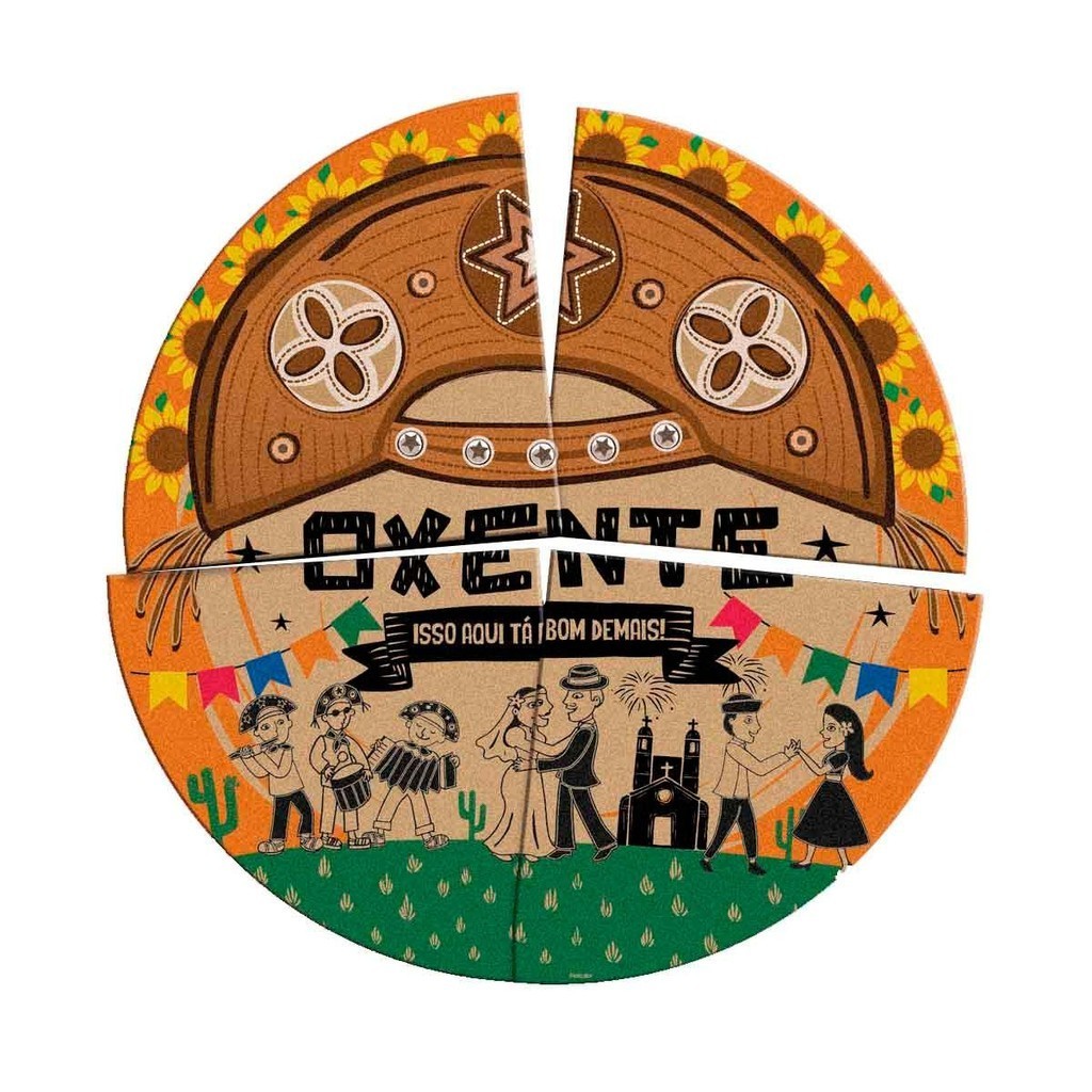 Painel Redondo Festa Junina Decoração Pendurar Parede Cangaço Sertão Nordestino