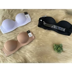 kit 3 Sutiãs Tomara que Caia com Bojo Costa Nua Silicone Transparente Confortável sem alças St026