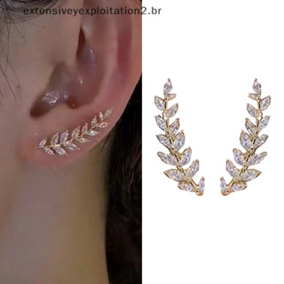 Brincos De Moda Brilhantes De Folha De Rhinestone Para Mulheres Orelha De Trigo Requintados Jóias De Casamento . em Oferta na Shopee