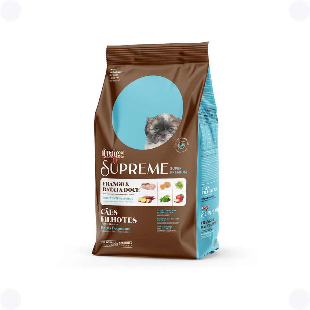 Ração Quatree Supreme Filhotes Raças Pequenas Frango e Batata Doce 1kg