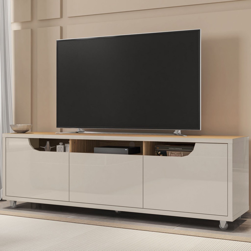 Rack para TV Até 60 Polegadas Jersey 2 Portas 1 Gaveta Off White/Noce - Casa D - Home & Living